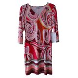 Women's Placement Print Milk Fiber Dress with Half Sleeve
