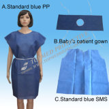 Nonwoven SMS PP Patient Gown with Round Neck