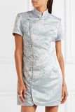 Newest Designs Faux Pearl-Embellished Jacquard Women Mini Dress
