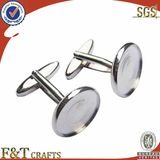 Wholesale Restrained Round Silver Blank Cufflinks Custom Logo Cufflink