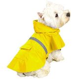 Pet Dog Polyester Hooded Raincoat with Reflective Band