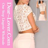 White Crochet Unlined Cropped Top