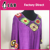 Blue Fringe Crochet Cover up Wholesale Woman′ S Beach Blouse Dress