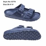 EVA Men Leather Upper Adjustable Buckle Injection Outdoor Slipper