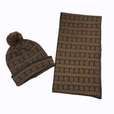 Mens Unisex Winter Warm Snow Printing Scarf Beanie Set Nitted Scarf (SK178S)