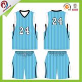 Sublimated Blue Green Black Stripe Basketball Jersey and Shorts