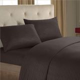 Cheap Stripe Hotel Quality Polyester Fabric Bed Sheet Set