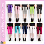 2016 New Design Summer Plus Size Colorful Soild Girl's Stretch 3/4 Pants