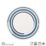 Nice Simple Blue Circle Hand Painting Salad Plate
