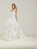 Strapless Organza Applique Mermaid Bridal Wedding Dress