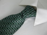 Fashionable Green Colour Check Design 100% Silk Printed Ties