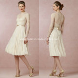 Lace Long Sleeve Bridal Gowns Knee-Length Chiffon Wedding Dresses Z9022