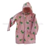 Pink Frog Hooded PU Raincoat