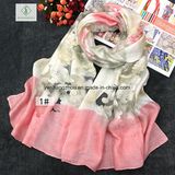 New Design Multicolor Space Dye Cut Fashion Lady Silk Scarf