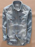 Hot Style 100%Cotton Woven Denim Men Shirts