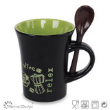 9oz Black Ceramic Mug with Spoon Manufacture