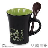 9oz Black Ceramic Mug with Spoon Manufacture