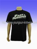 100% Polyester Man's Black Printed T-Shirt