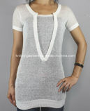 Ladies Knitted Round Neck Short Sleeve Sweater (11SS-050)