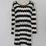 Ladies' Pick Holes Lose Version Zigzag Striped and Intarsia Design Sweater Dress