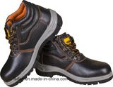 Genuine Leather Safety Shoe with Steel Toe and Plate, PU or Rubber Sole