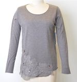 Casual Round Neck Hem Lace Pullover Knitwear