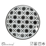 Black & White Flower Design Ceramic Salad Plate