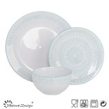 18PCS White Ceramic Dinner Set with Blue Brush