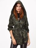 2017 High Quality Oversized Olive Green Camo Print Hooded Shawl Collar Wrap Jackets