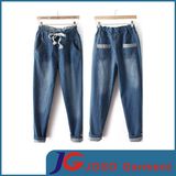 Women Clothing Elasticated Jeans Cotton Trousers (JC1386)