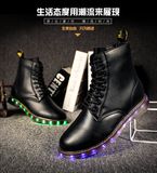 British Fashion High Quality Leather Men Women Martin Boots LED Shoes for Adults