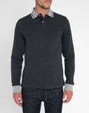 Men Fashion Design Grey Collar and Long Sleeve Polo Shirt