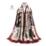 2017 Fashion Lady Scarf Shawl with English News Paper Printed