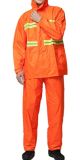 Safety Plastic Nylon Rain Suit with Reflective Band