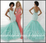 Mermaid Lace Tulle Party Prom Gown Vestidos Green Evening Dress P16072