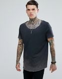 Longline Acid Wash Curved Hem Men's Longline Tshirt