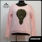 Women Fashion Patterned Ribbed Knitted Sweater
