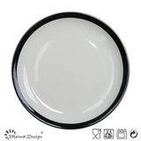 Round Shape Hand Painting Blue Rim Dinner Plate