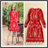 European High Quality Fashion Women Red Lace Evening Party Cocktail Dress