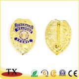 Gold Lapel Pin and Metal Police Badge with Butterfly Cap