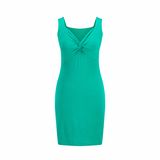 Viscose Knot Front Sleeveless Tank Dress