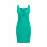 Viscose Knot Front Sleeveless Tank Dress