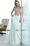Pearls Beading Crop Top Mermaid Skirt Party Dress Evening Gown