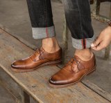Derby Style Mens Brown Lace up Shoes Flat Mens Shoes