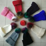 Fur Scarf and Pompom Hat Mom and Kids Scarf Set