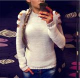 2017 New Fashion Irregular Shoulder Women's Pullover Round Neck