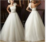 One Frower Shoulder Beaded Waist Bridal Wedding Dresses (NWD1016)