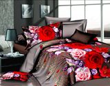 China Microfiber Reactive Floral Printing 3D Printed Bedding Set