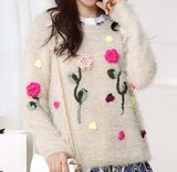 Appliques Flower Mohair Sweater (BTQ011)