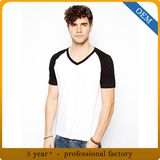 Men's Cotton Plain Raglan Sleeve V Neck Tshirts